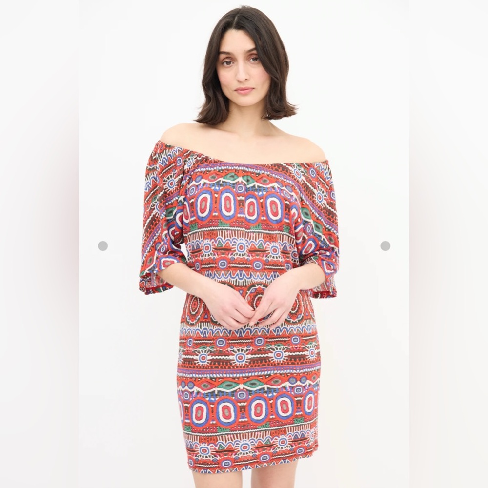Jean Paul Gaultier Soleil Printed Off Shoulder Dress